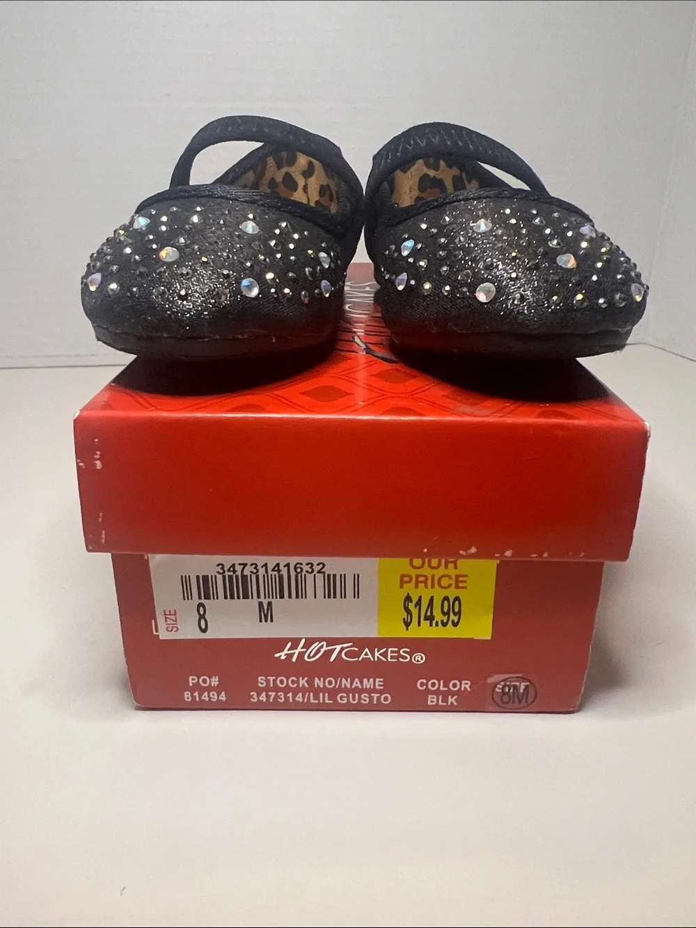Hot Cakes Toddler Girls Lil Gusto Black Rhinestone Sparkly Dress Shoes Size 8M
